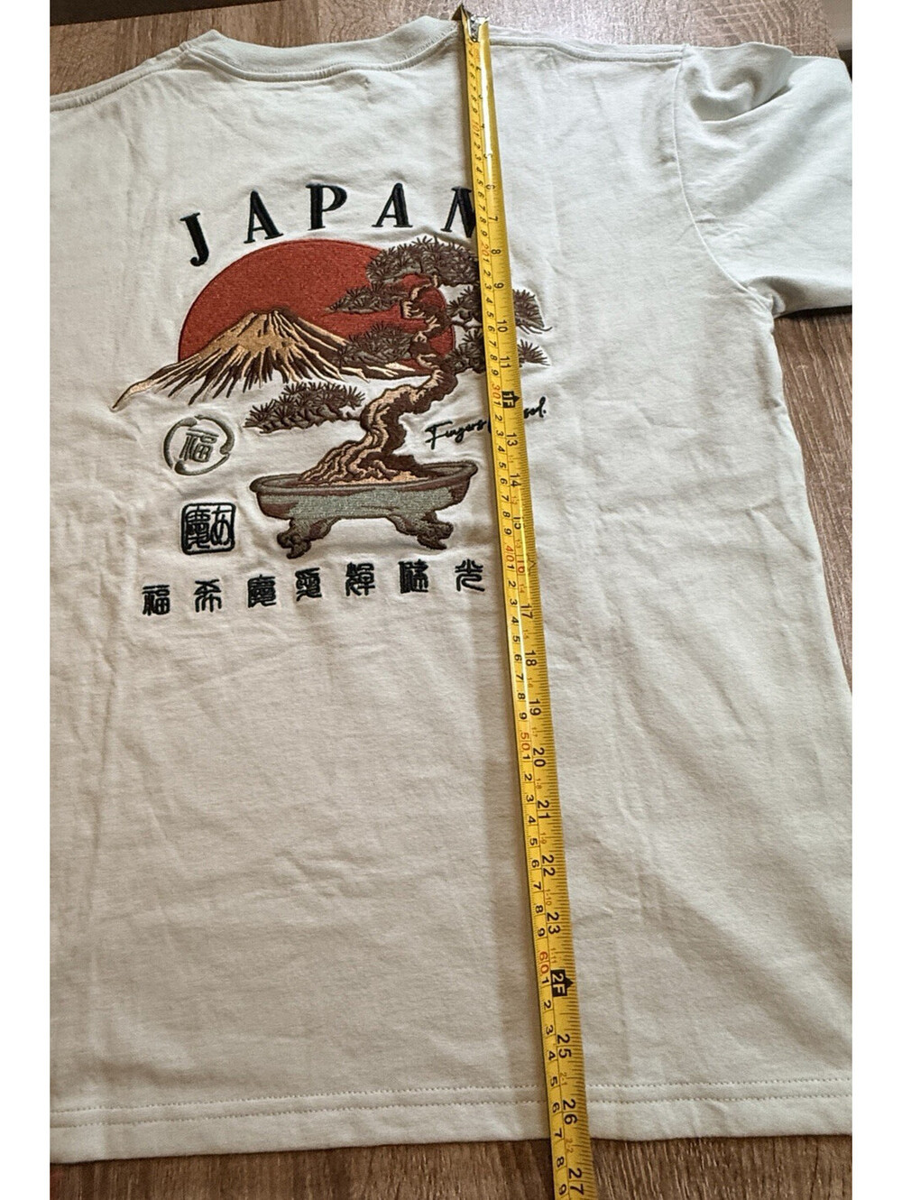 Power To The People Japan Bonsai Embroidered T Shirt Mint Green Mt Fuji Size M - Picture 9 of 9
